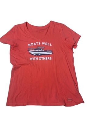 Life is Good tee V-Neck Tee Boats Well With Others